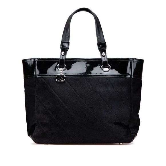 Chanel Coco Mark Paris Biarritz Haircalf Patent Leather Tote Bag - Picture 1 of 10
